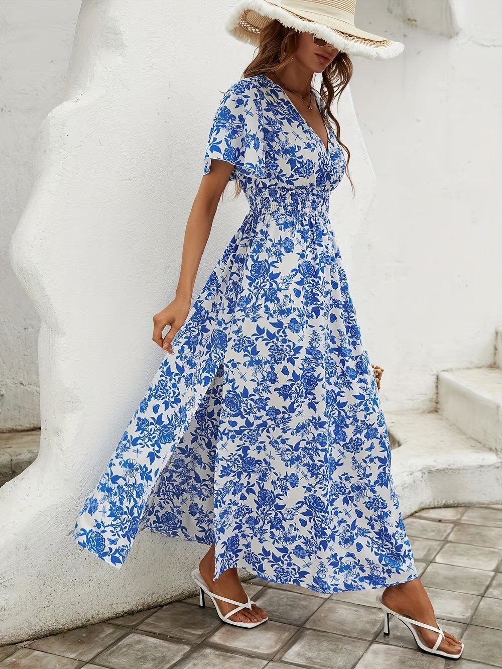 Seraphina | Boho Floral Maxi Dress with V-Neck