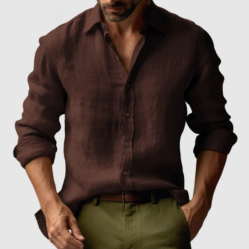 Tropez | Men's Long Sleeve Linen Button Up Shirt