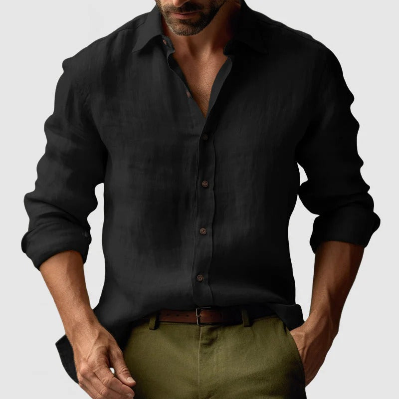 Tropez | Men's Long Sleeve Linen Button Up Shirt