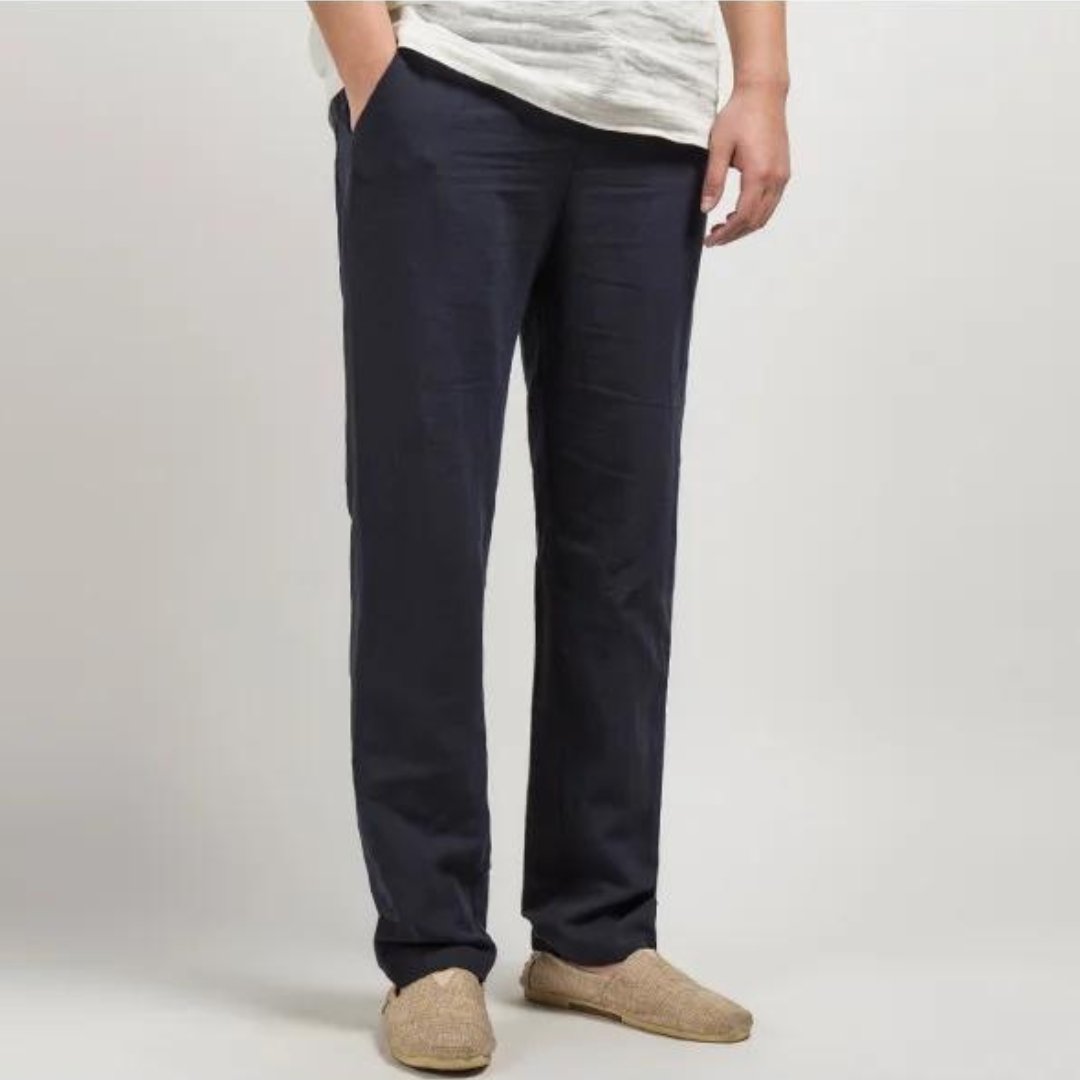 Santino | Linen Straight-Leg Trousers with Elastic Waist