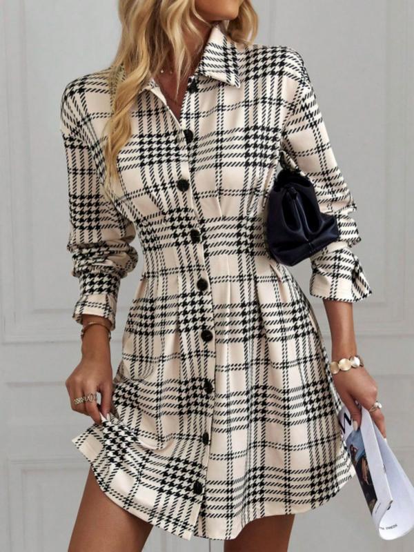 MARIA™ - Elegant Slimming Check Dress for Autumn &amp; Winter