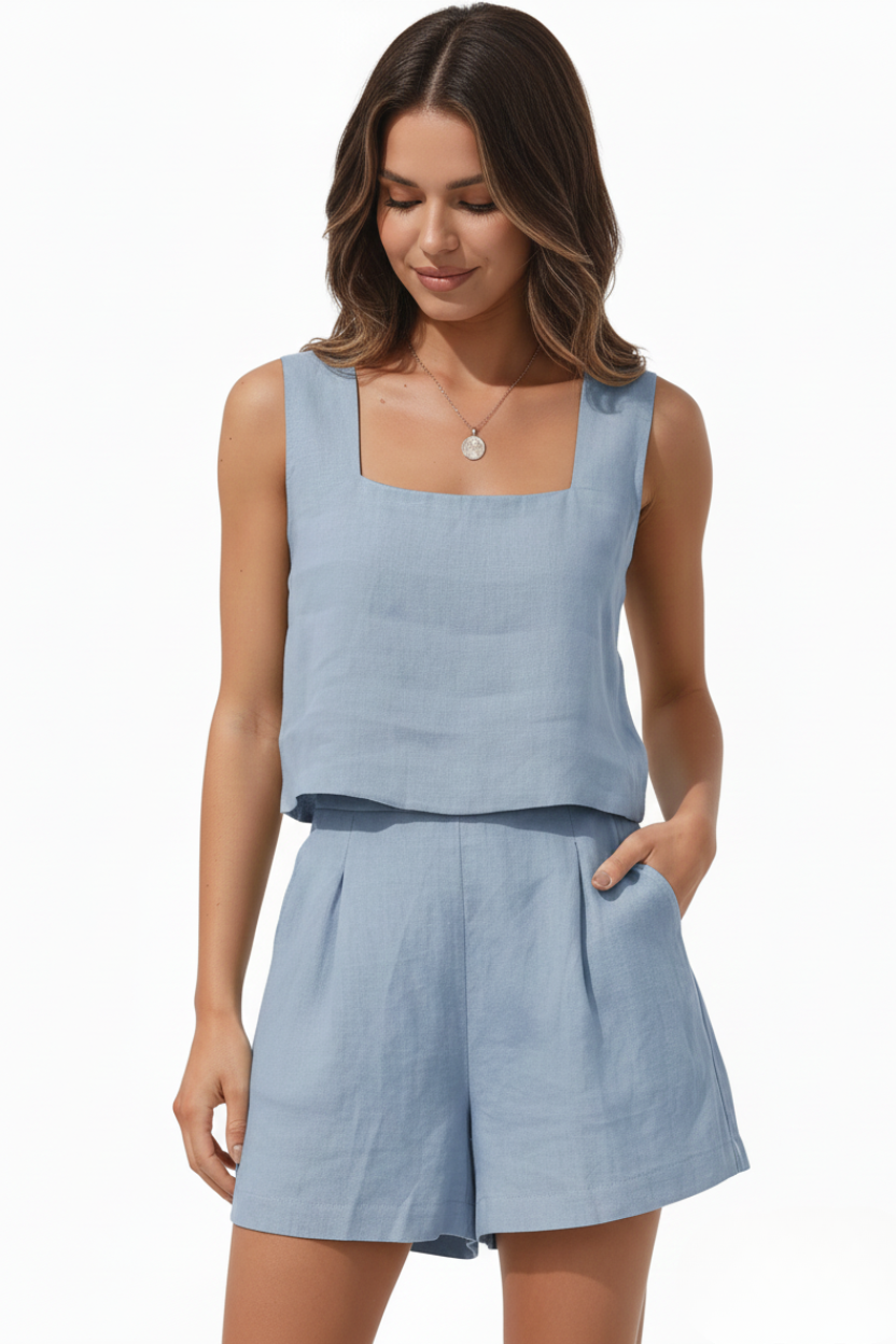 The Aurora — Linen Shorts Two-Piece Set
