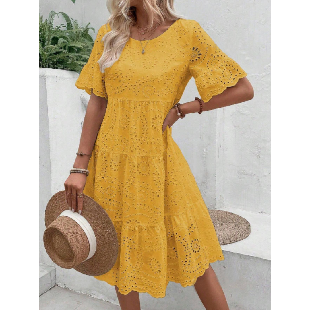 RAEMI™ – Elegant Round Neck Boho Summer Dress 