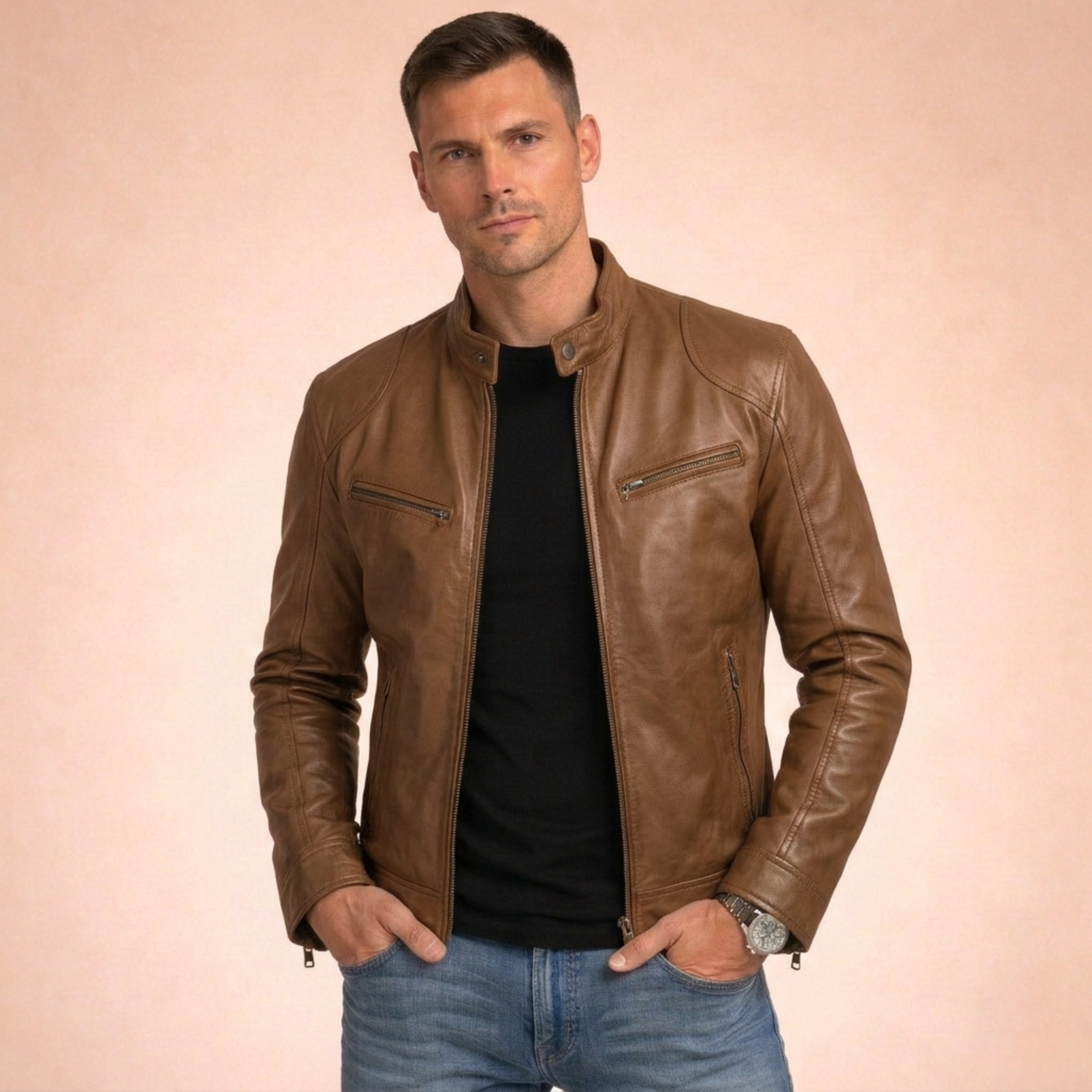 William | Men's Vintage Leather Biker Jacket