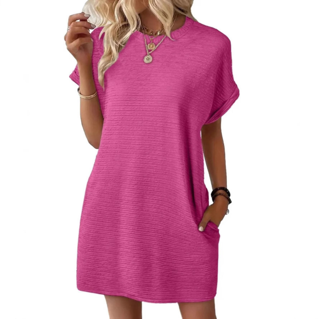 EVASHA™ – Casual Minimalist Round Neck Summer Dress