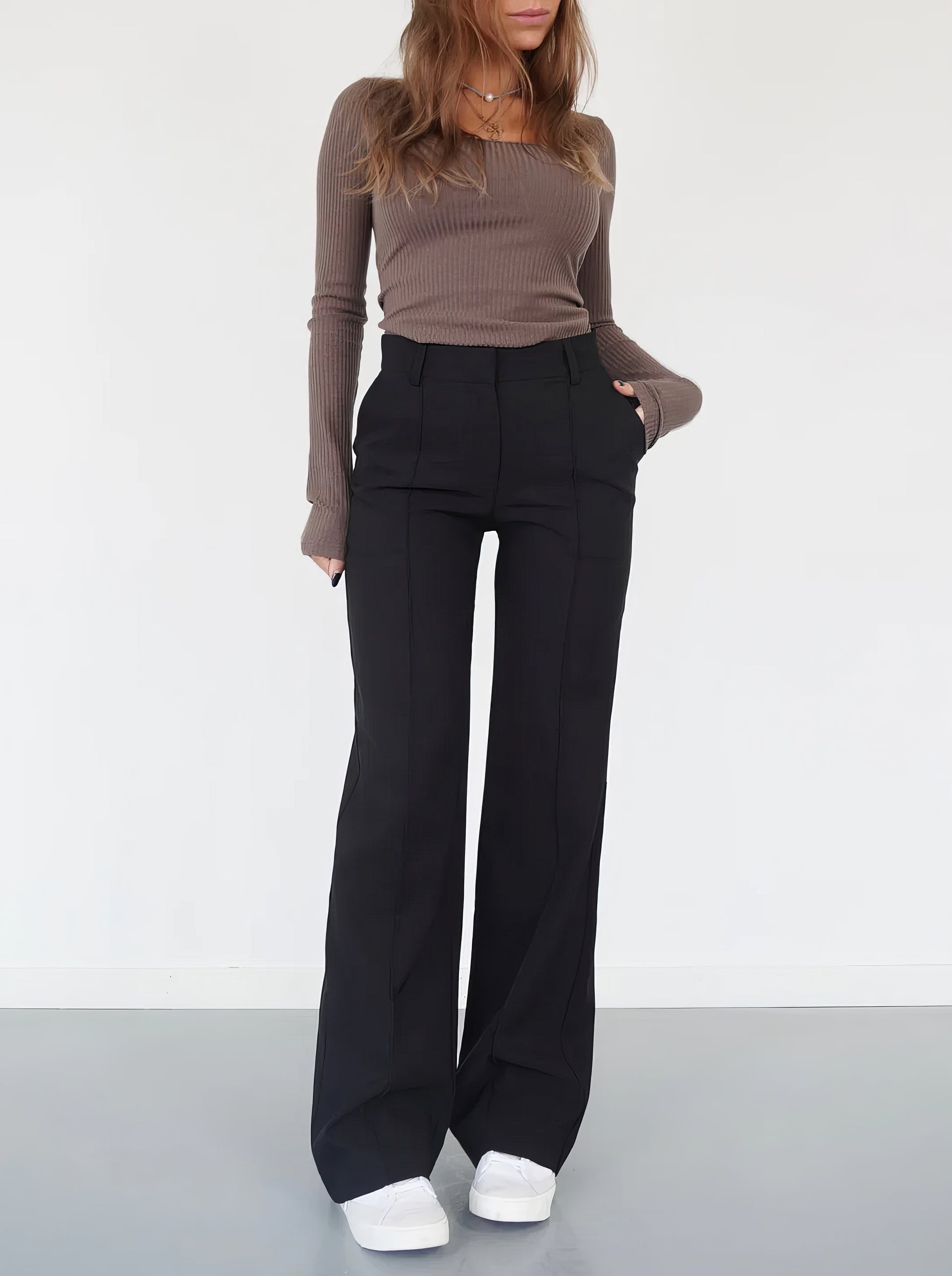 Elara | High Waisted Tailored Wide Leg Pants