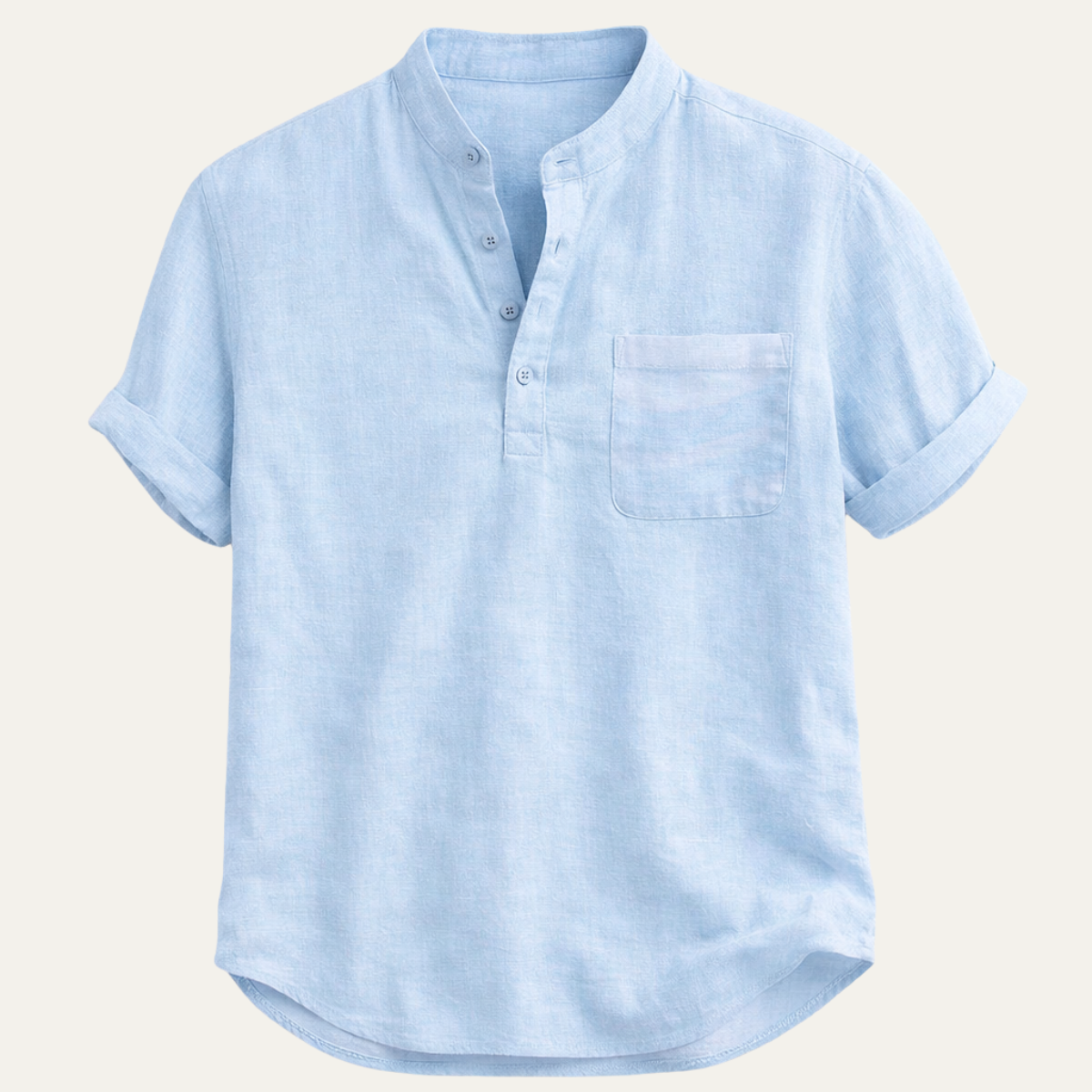 Marco | Linen Henley Short Sleeve Button Up Shirt