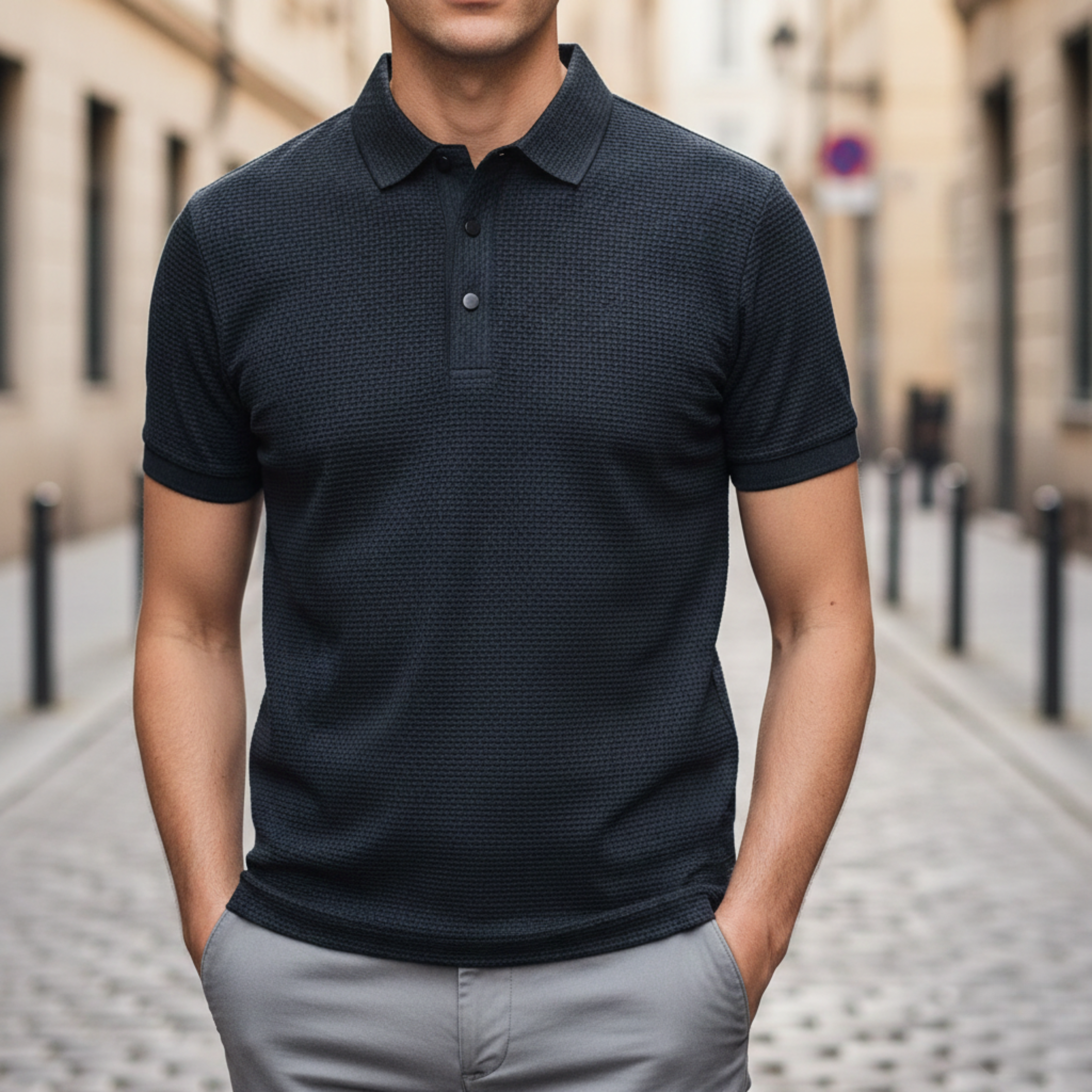 Adrian | Men's Short Sleeve Textured Knit Polo Shirt