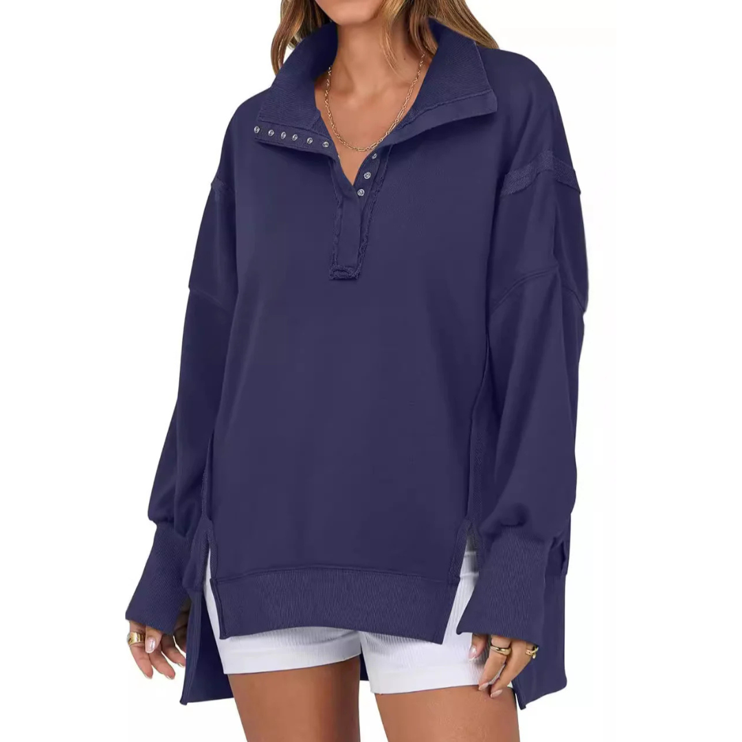 VERON™ - Loose Fit High-Low Split Hem Casual Sweatshirt