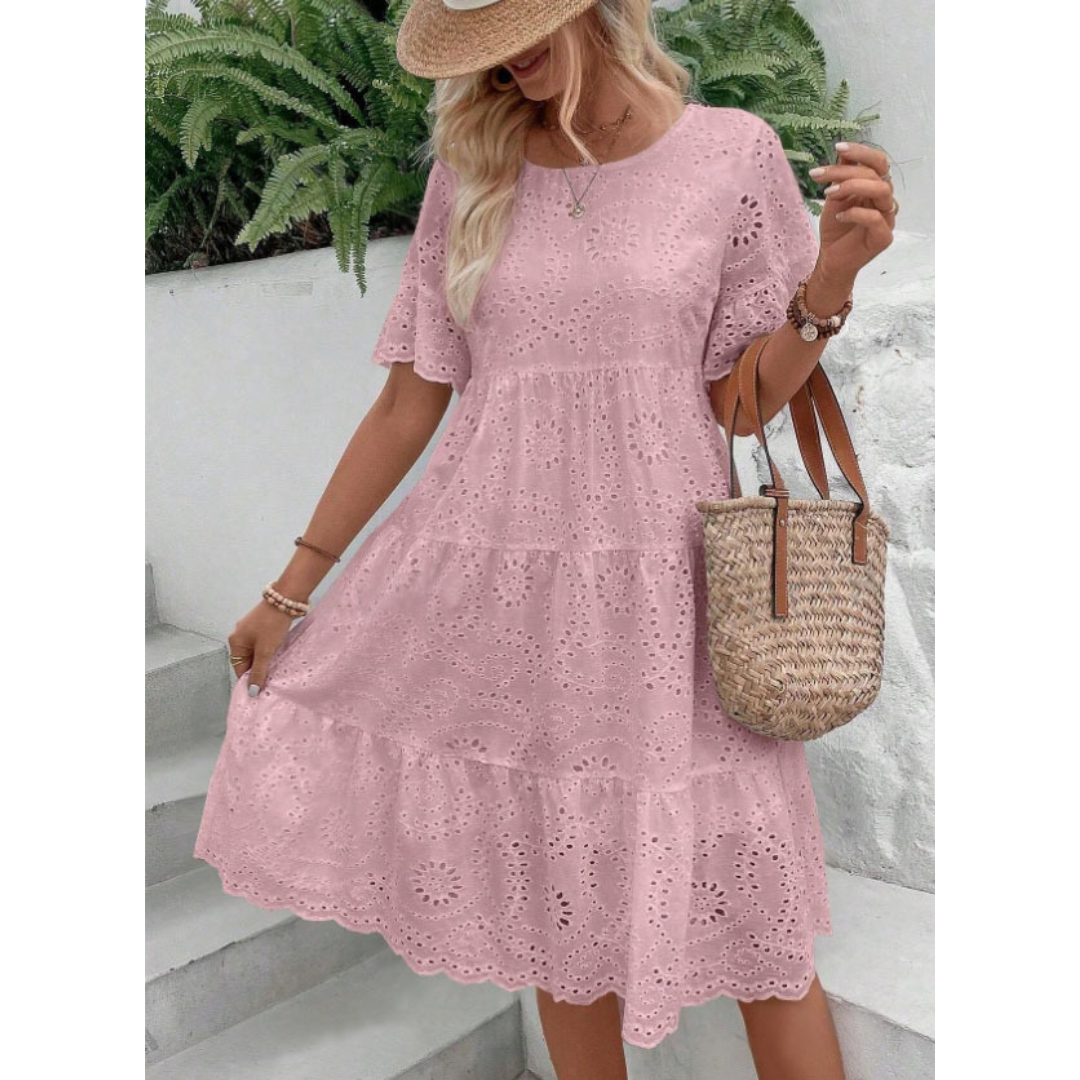 RAEMI™ – Elegant Round Neck Boho Summer Dress 