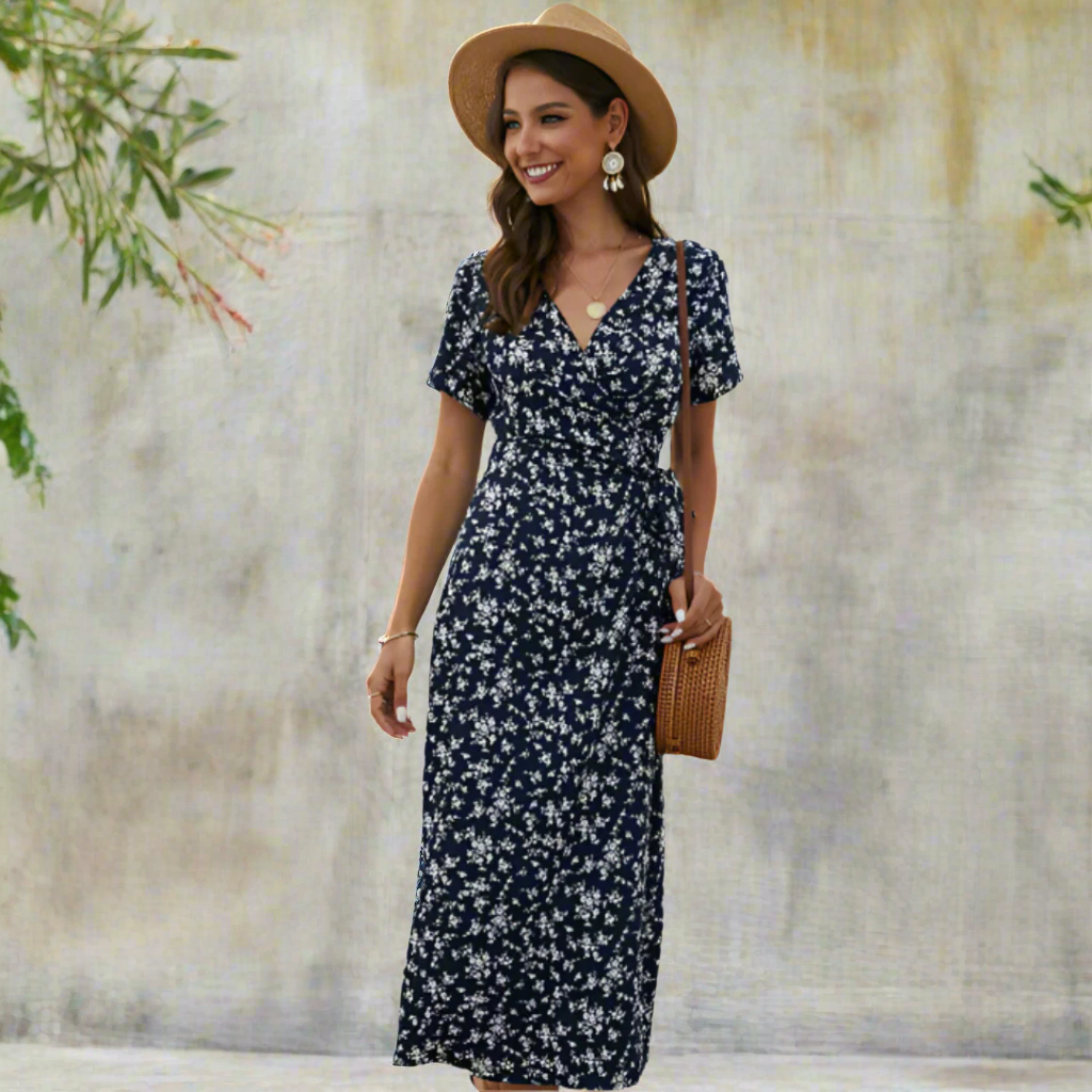 DALISAY™ - Plus Size V-Neck Flounce Sleeve Summer Dress