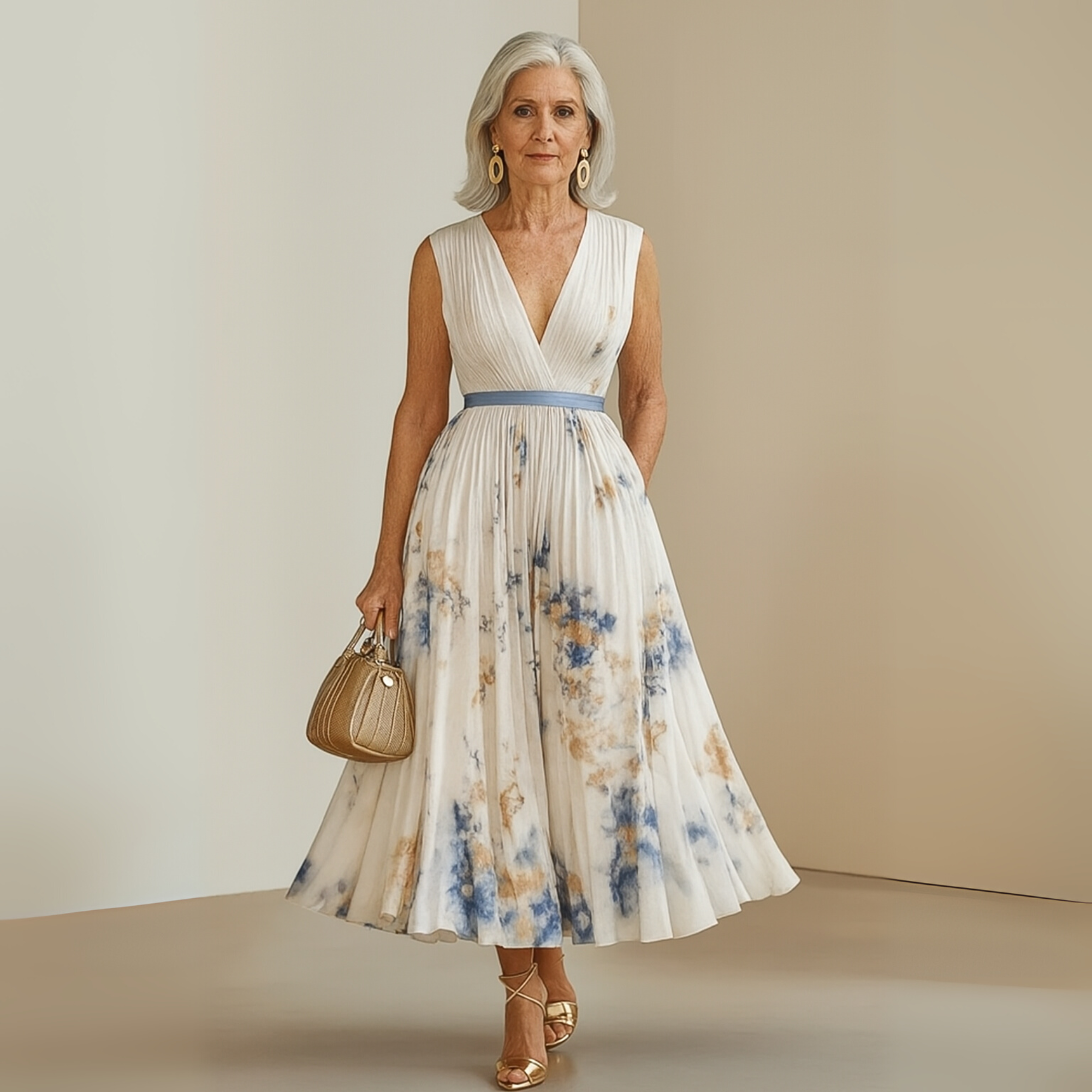 Eloria | Elegant Pleated Sleeveless Maxi Dress