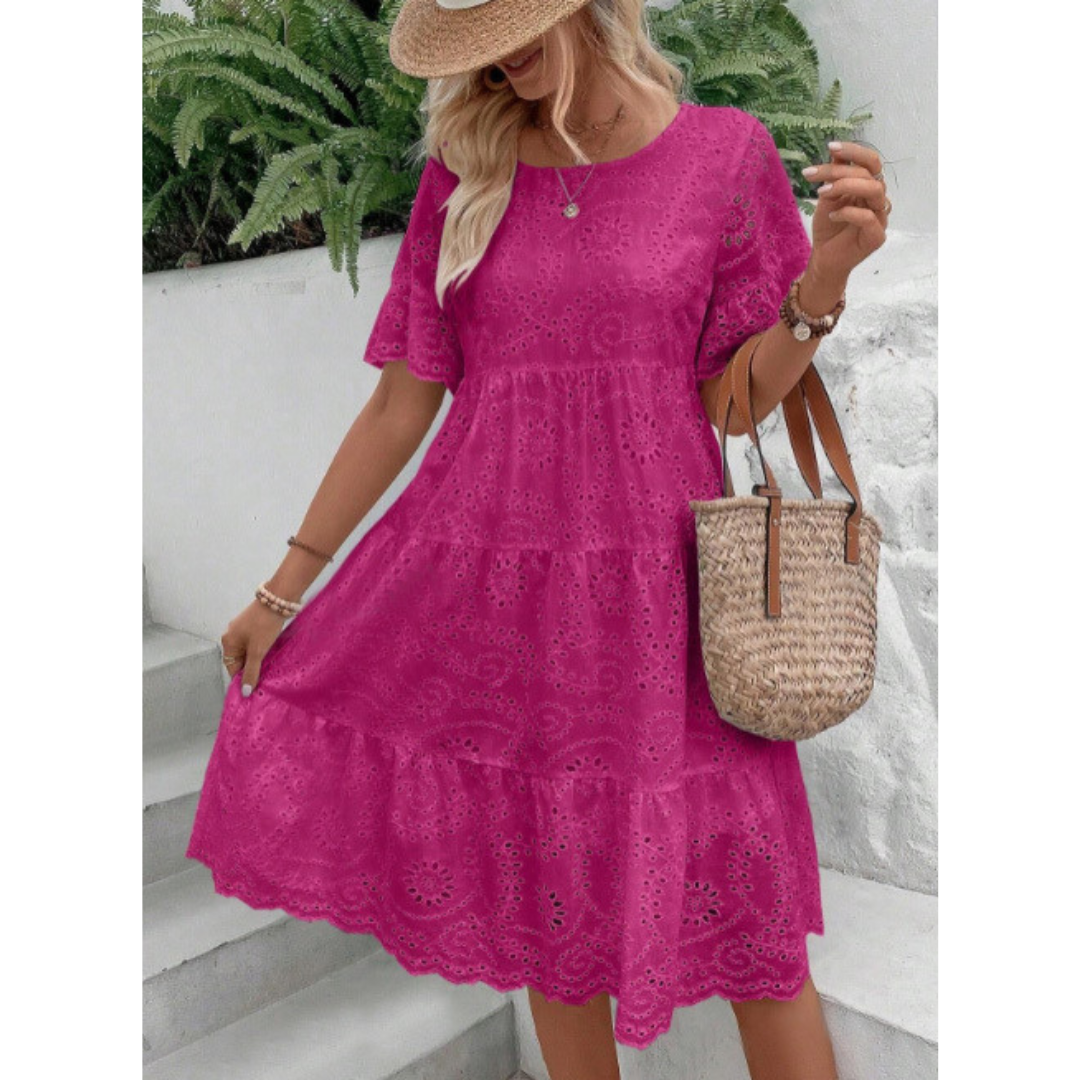 RAEMI™ – Elegant Round Neck Boho Summer Dress 