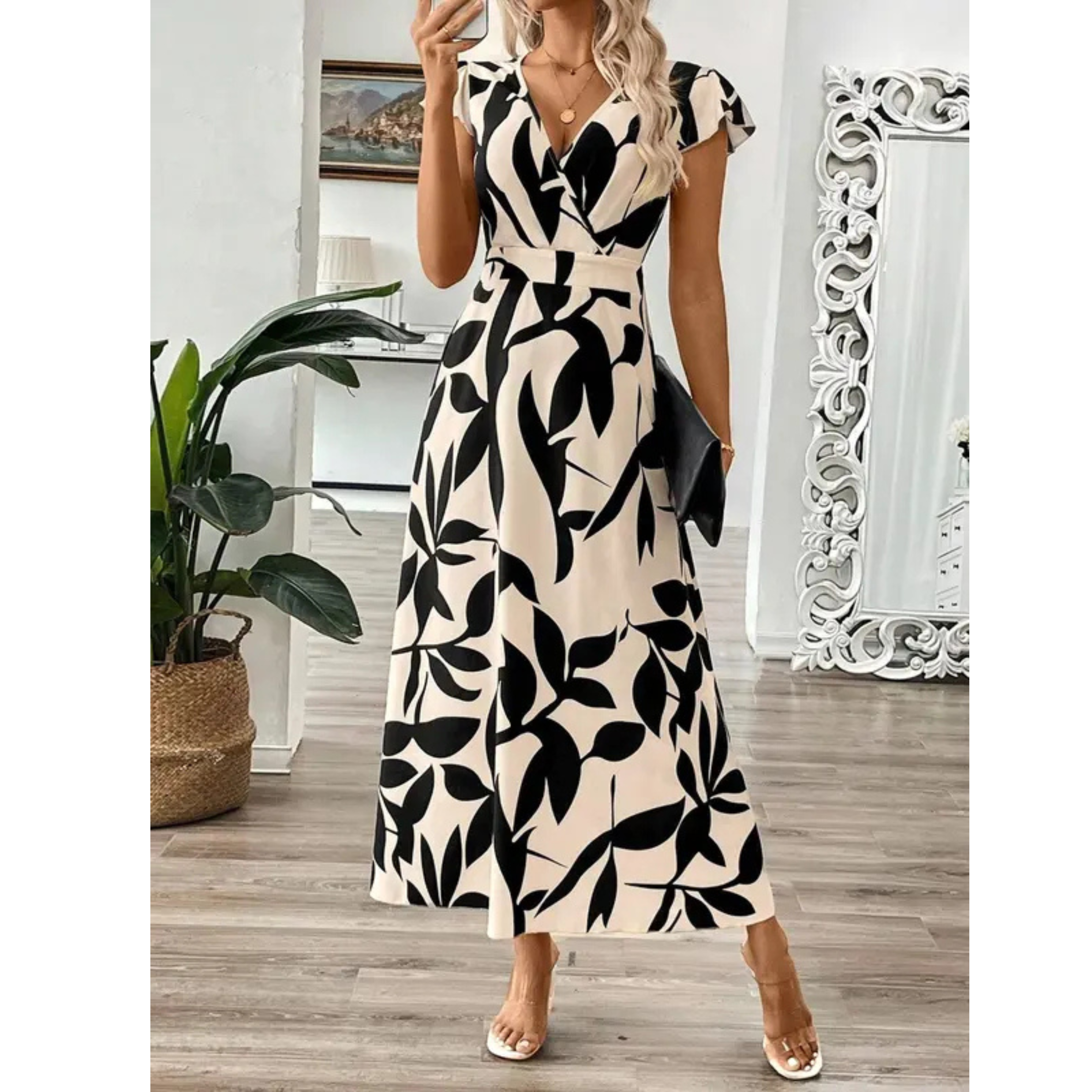 ZOELLA™ – Elegant Summer Printed Short Sleeve Maxi Dress