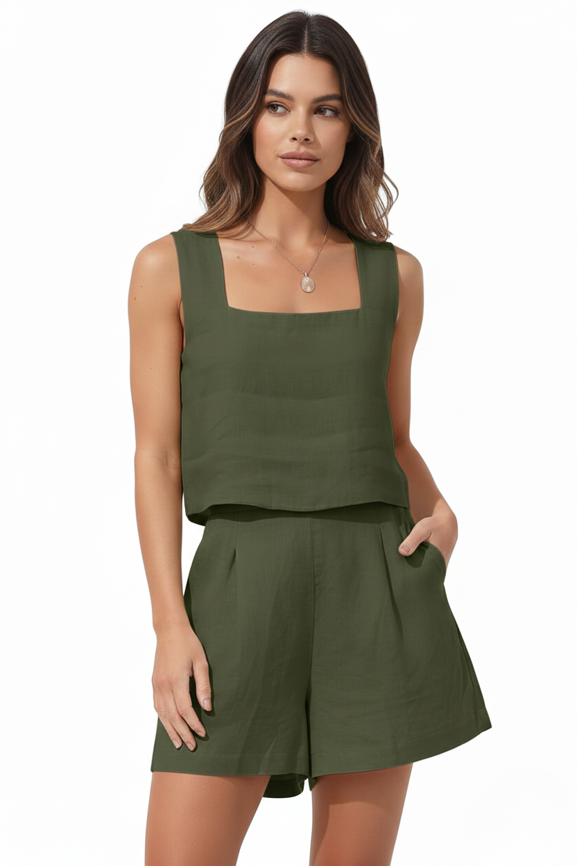 The Aurora — Linen Shorts Two-Piece Set