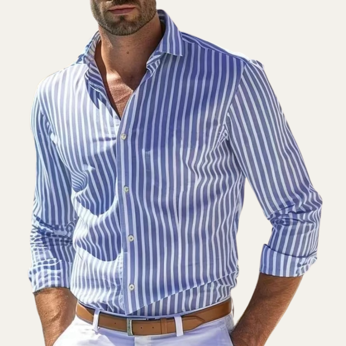 Asheville | Men's Long Sleeve Striped Linen Shirt