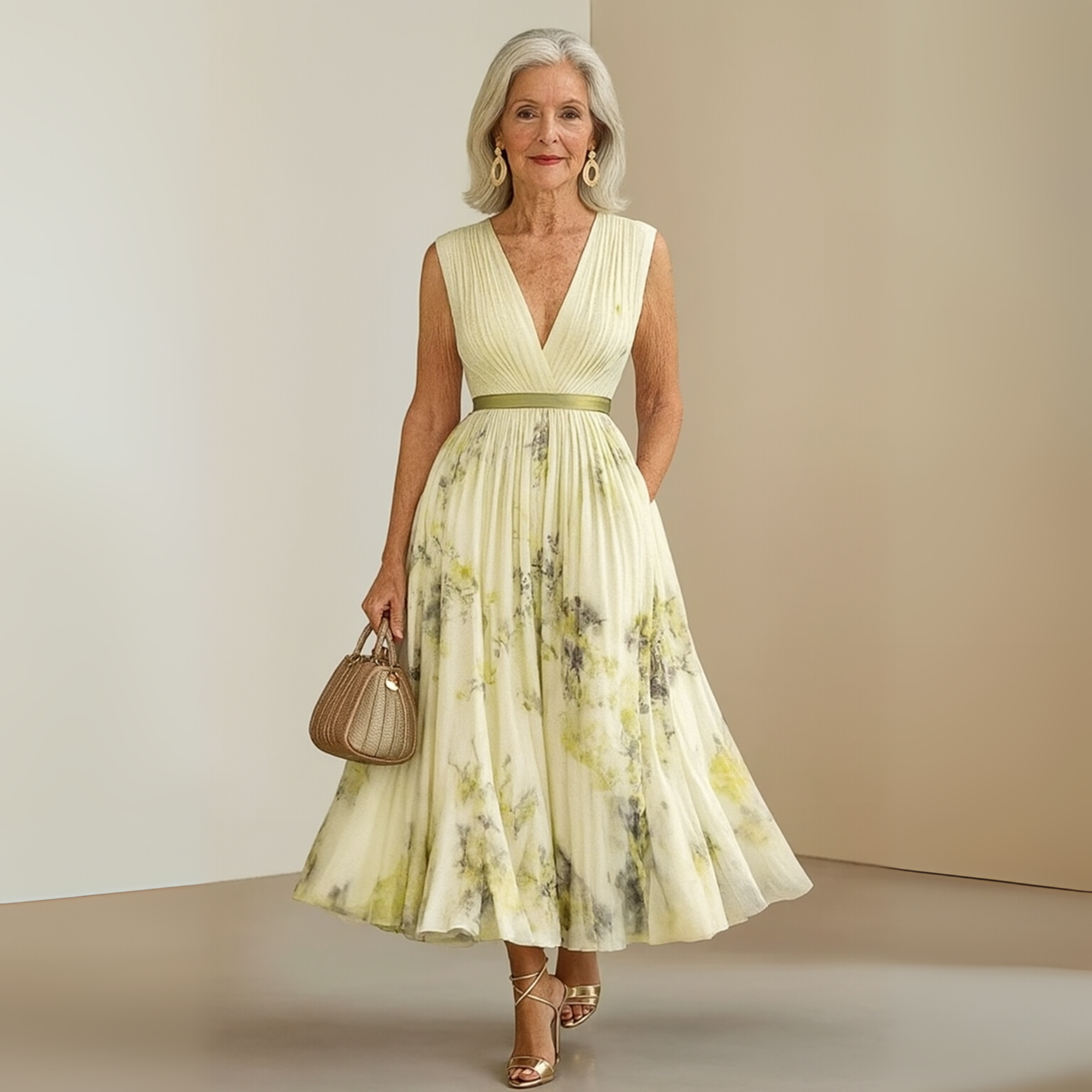 Eloria | Elegant Pleated Sleeveless Maxi Dress