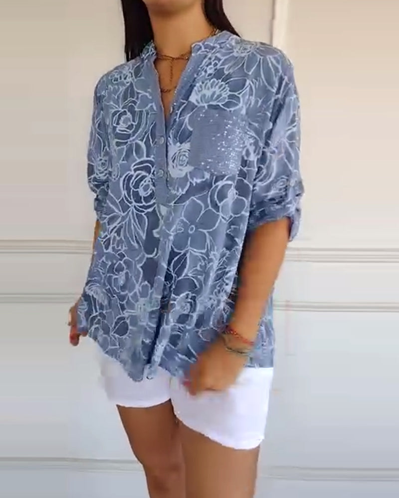 Rowella | Elegant Floral Pocket Blouse