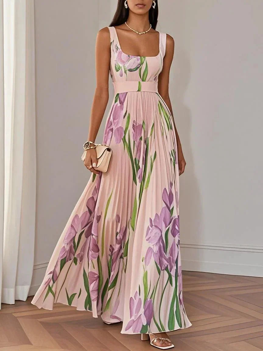 Seraphina | Elegant Floral Pleated Maxi Dress