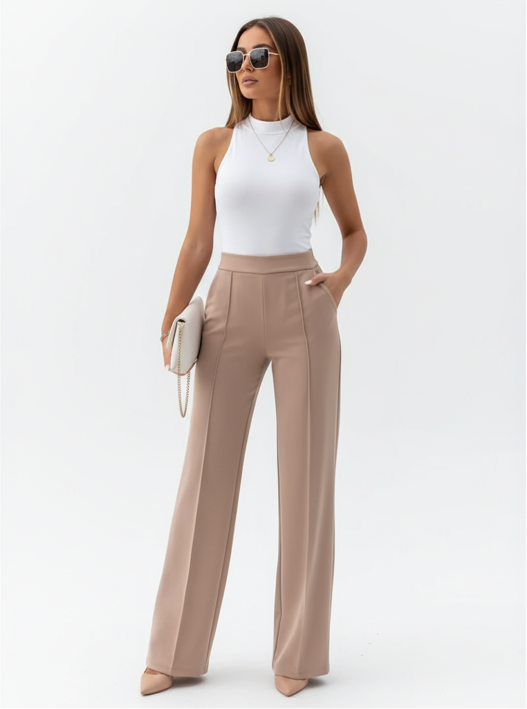 Elara | High Waisted Tailored Wide Leg Pants