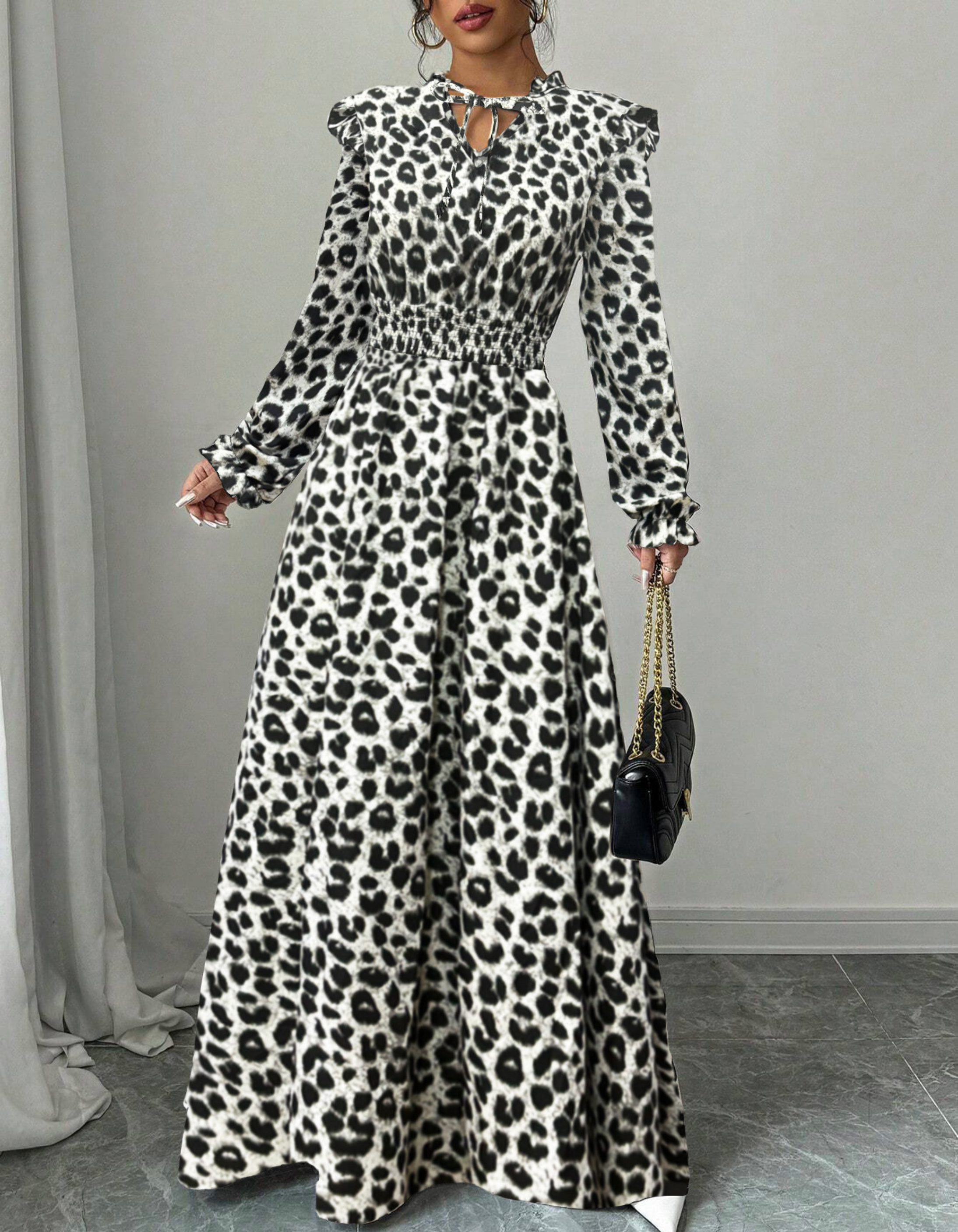 MOREN™ - Elegant Long Sleeve Floral Print A-Line Dress