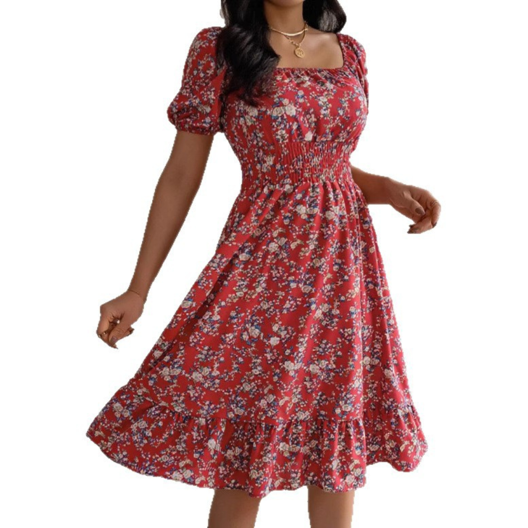 HIRAYA™ – Classic Square Neck Ruffled Summer Sundress