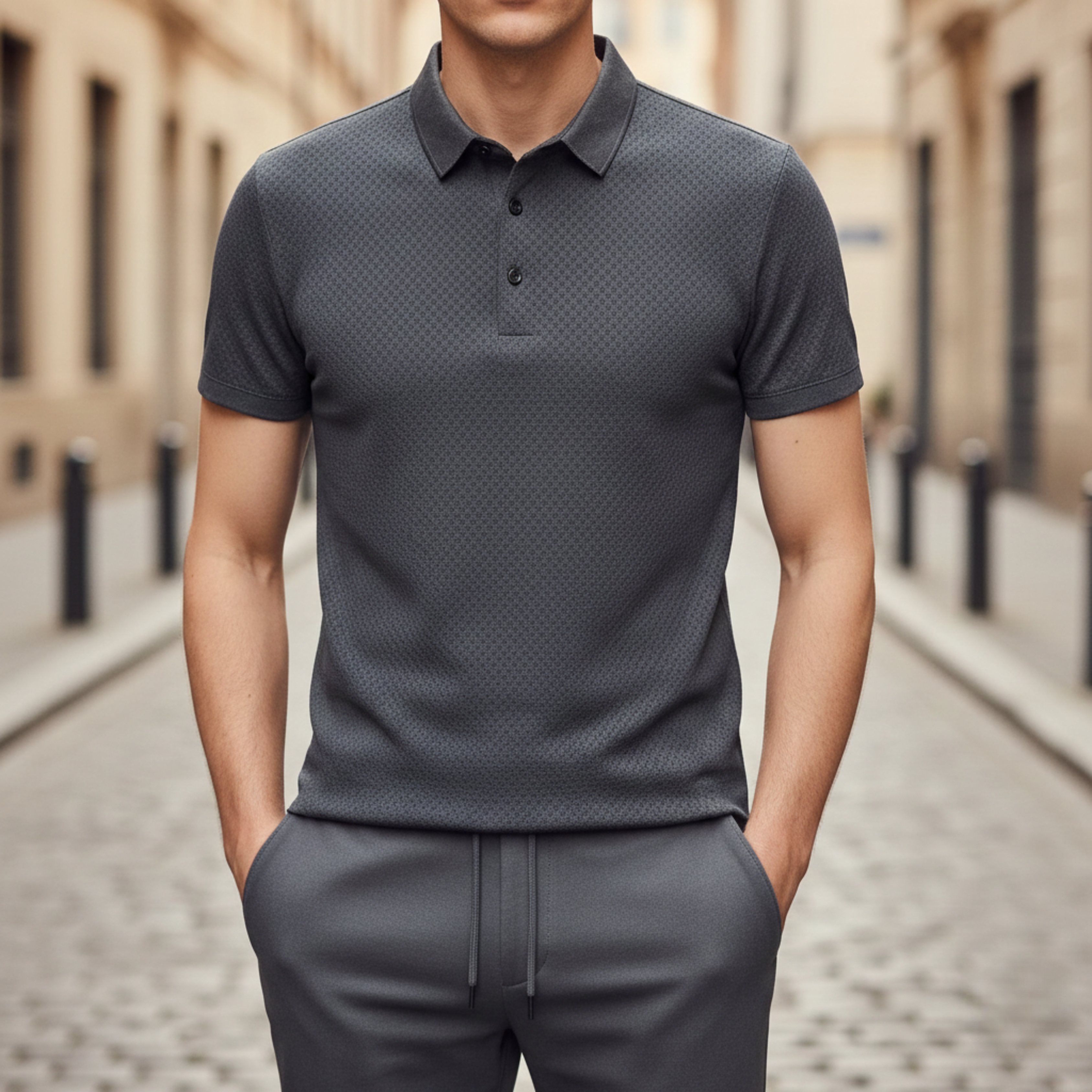 Adrian | Men's Short Sleeve Textured Knit Polo Shirt
