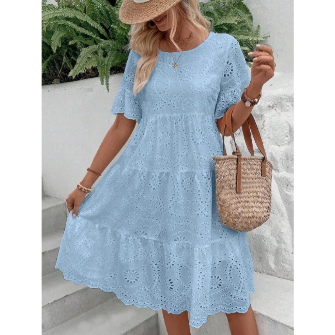 RAEMI™ – Elegant Round Neck Boho Summer Dress 