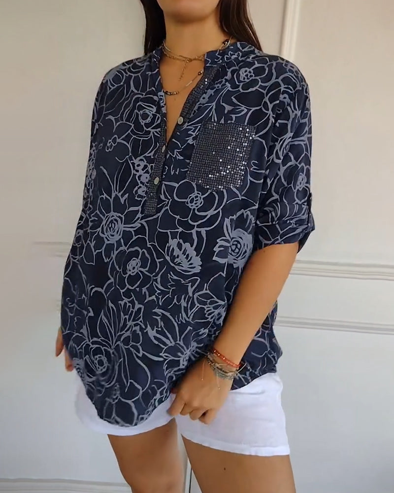 Rowella | Elegant Floral Pocket Blouse