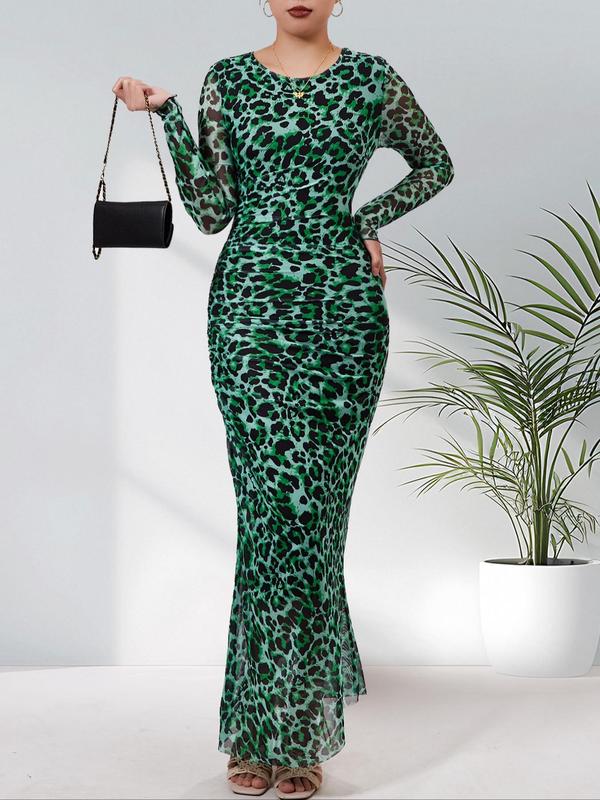 ALIANNA™ - Elegant Leopard Print Ruched Bodycon Dress for Parties 
