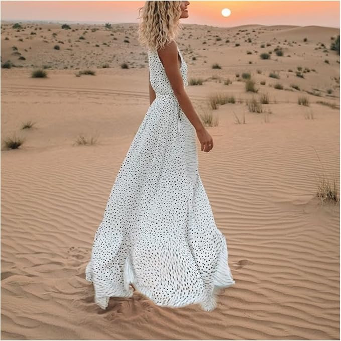 Sabria | Boho Sleeveless Maxi Dress with V-Neck