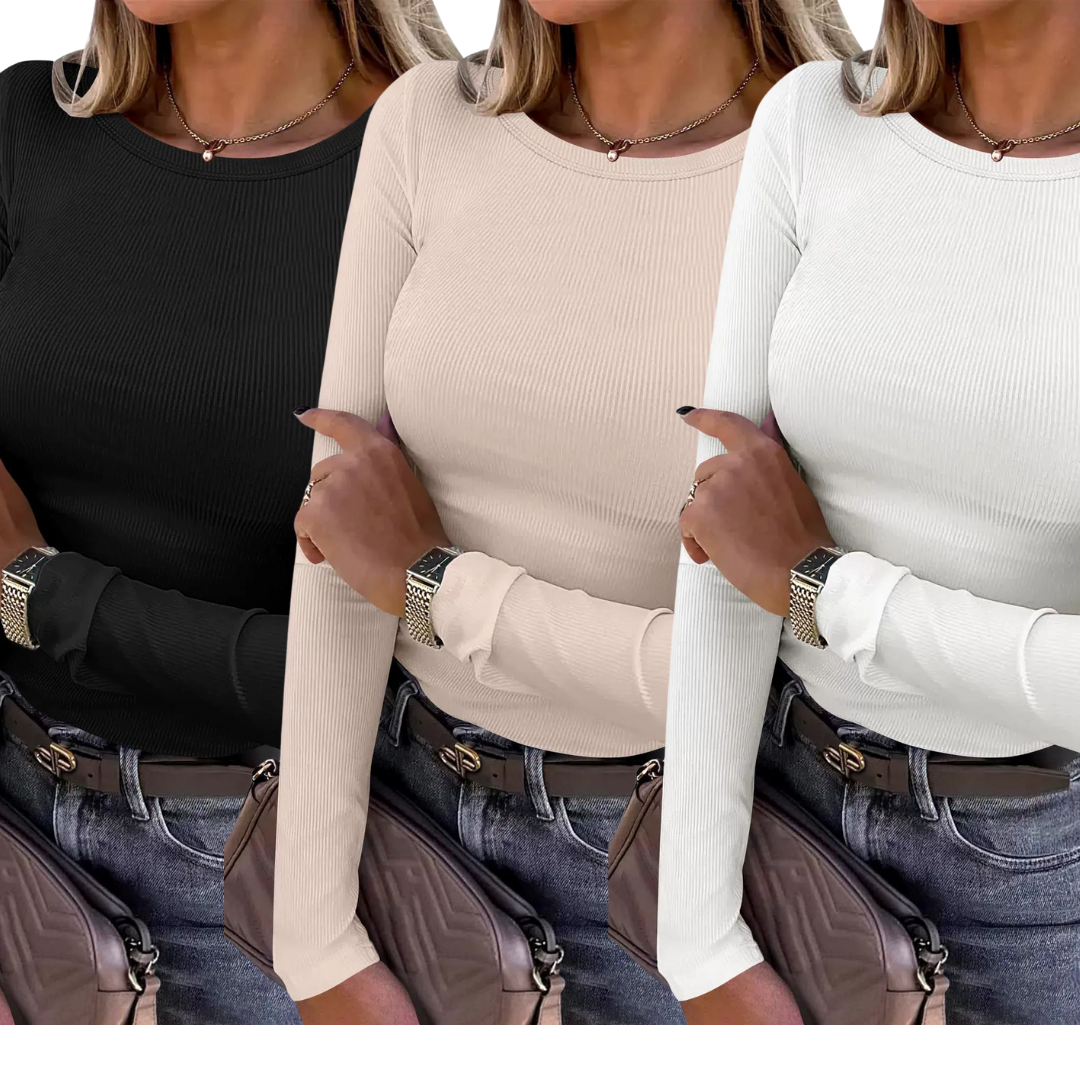 KARIN™ - Basic Comfortable Ribbed Crewneck Shirt