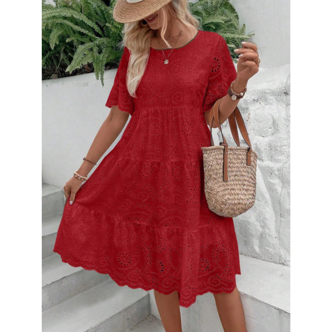 RAEMI™ – Elegant Round Neck Boho Summer Dress 
