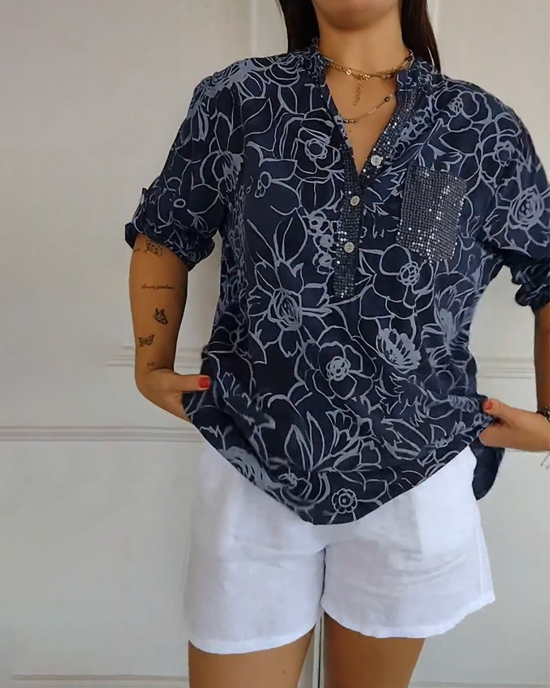 Rowella | Elegant Floral Pocket Blouse
