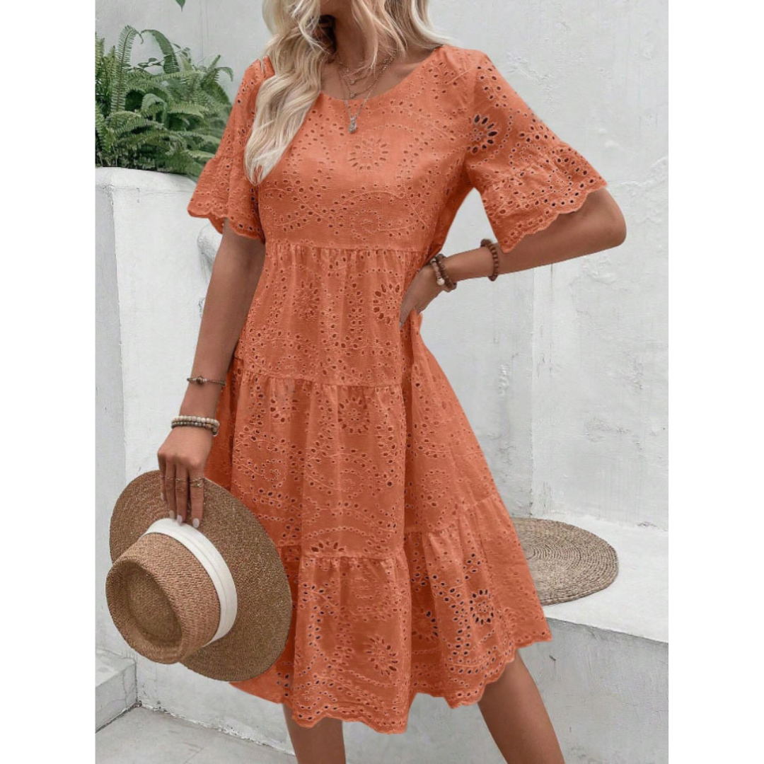 RAEMI™ – Elegant Round Neck Boho Summer Dress 