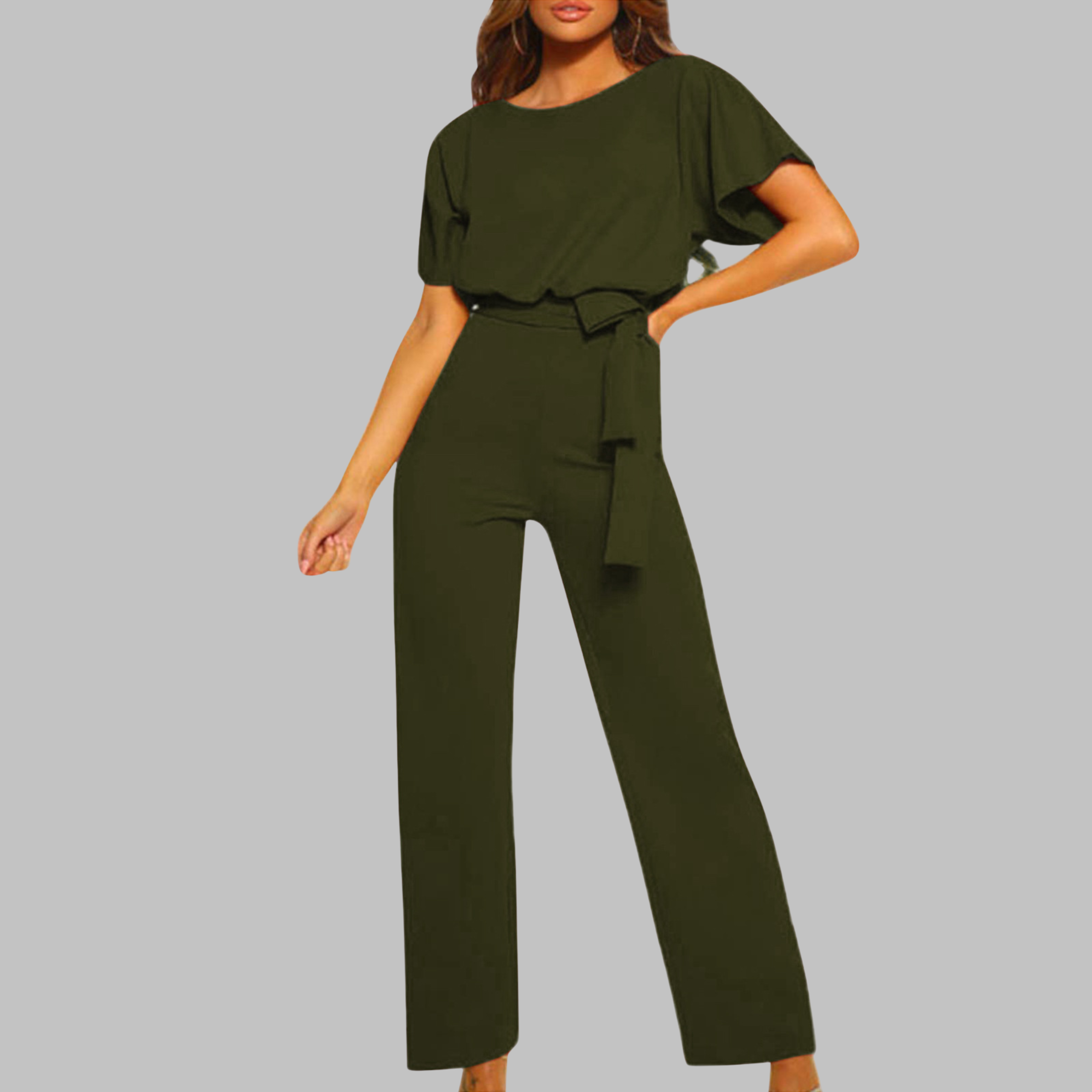 SITA™ - Casual Tie Front Batwing Sleeve Jumpsuit
