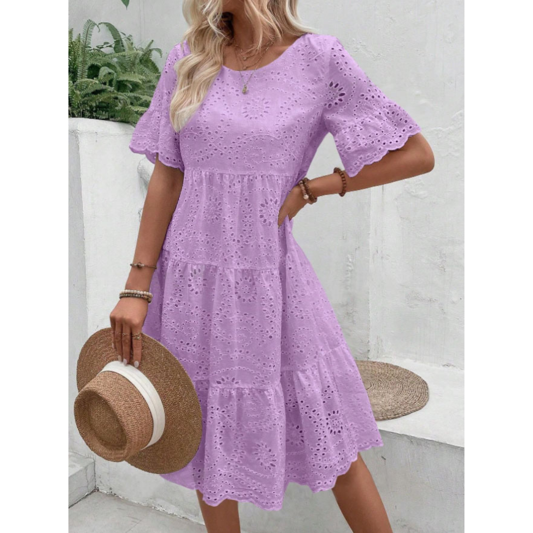 RAEMI™ – Elegant Round Neck Boho Summer Dress 