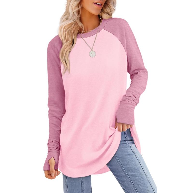 ZARITA™ - Cozy Long Sleeve Tunic Shirt with Thumb Hole