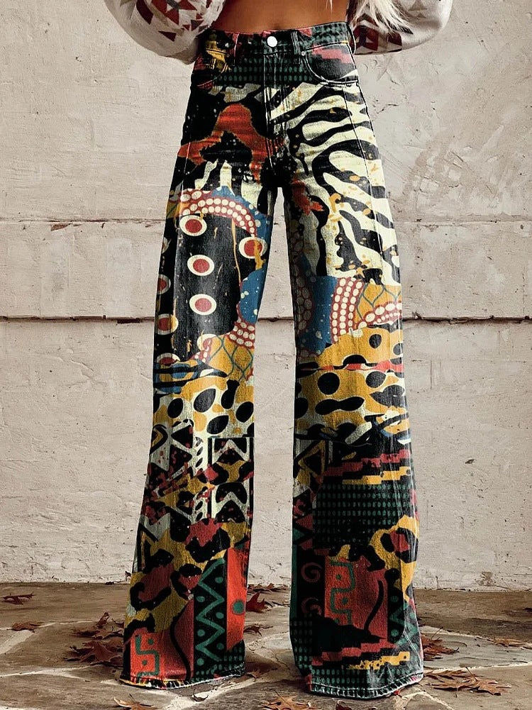 Daisy | High Waist Boho Floral Wide Leg Pants