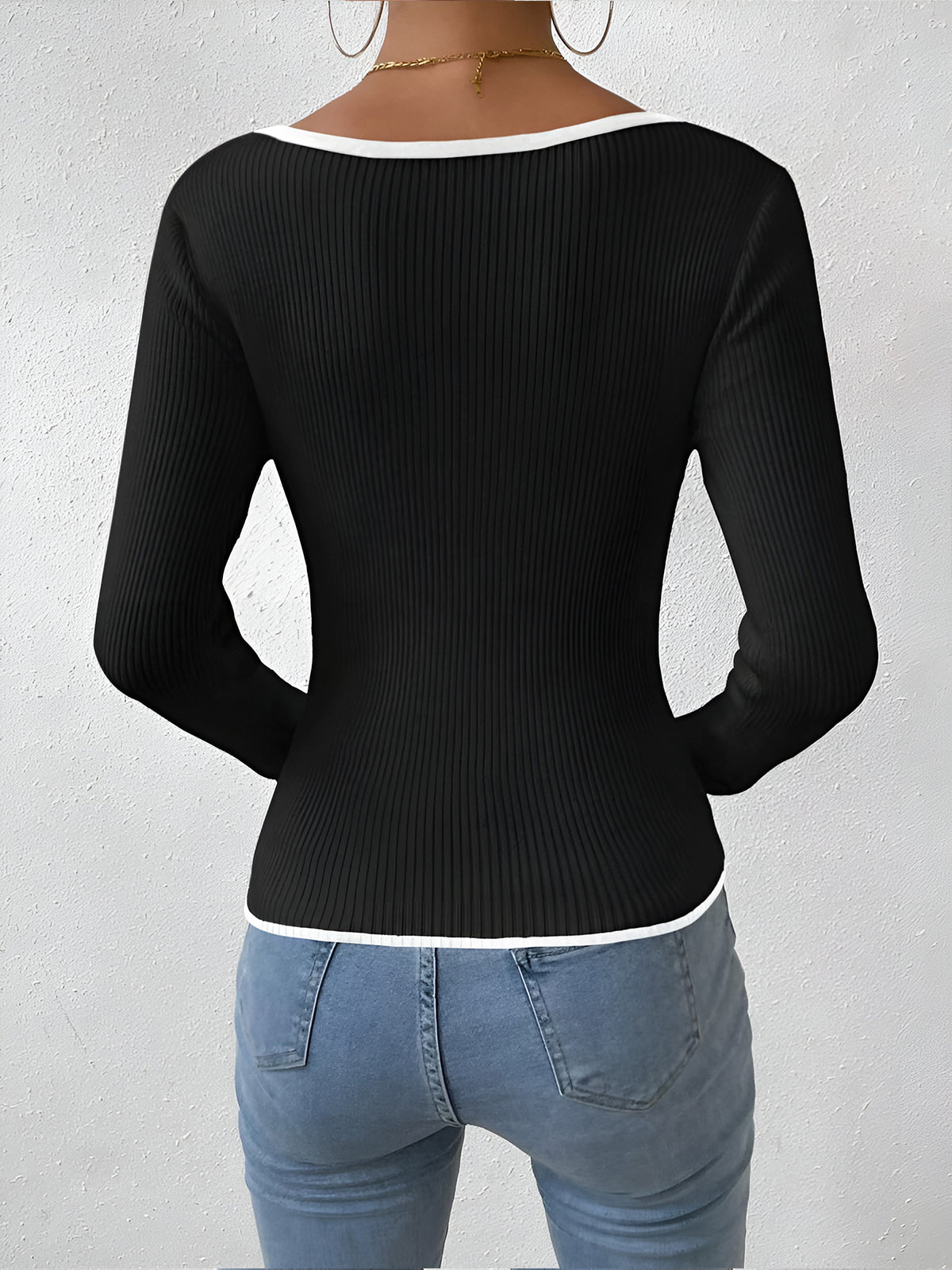 Claire | Women’s Summer Contrast Trim Knit Sweater