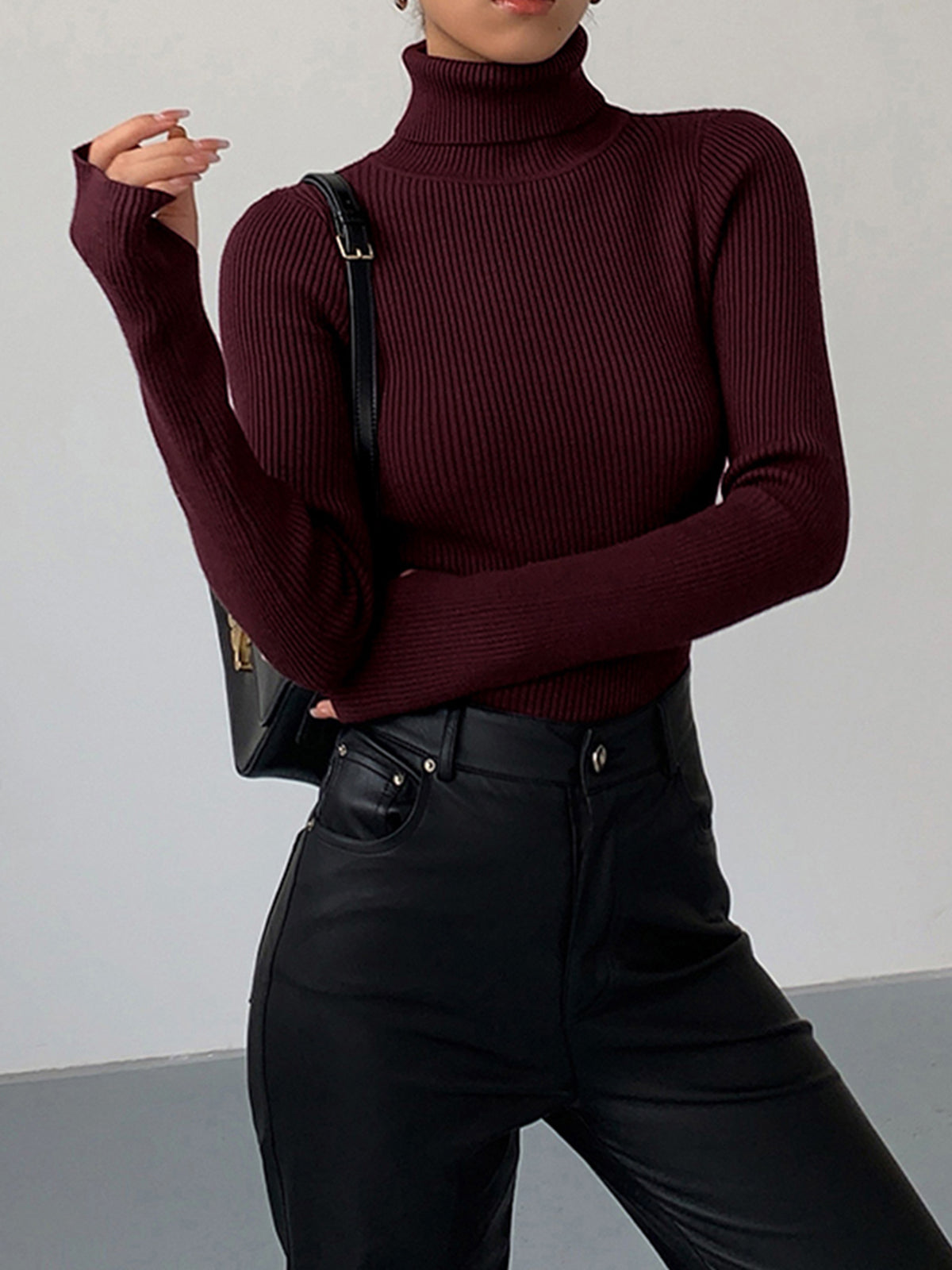Hailey | Women’s Minimalist Slim Turtleneck Stretch Top