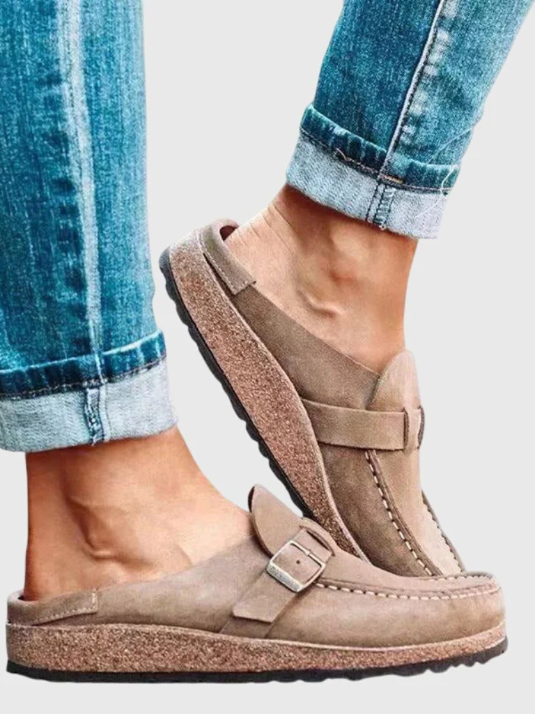 Selene | Elegant Suede Buckle Loafers
