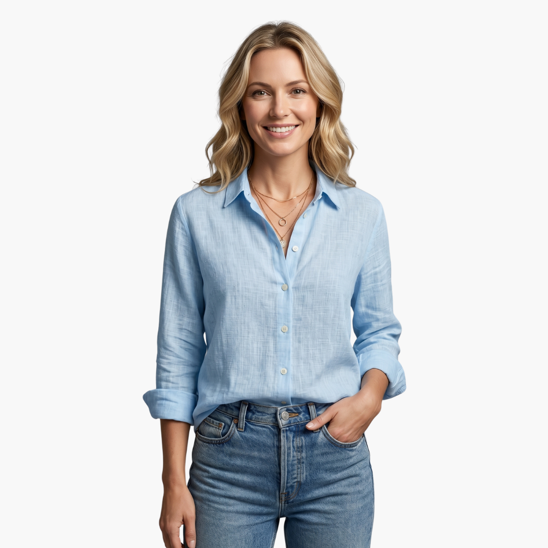 Luneria | Women's Casual Linen Button-Up Blouse