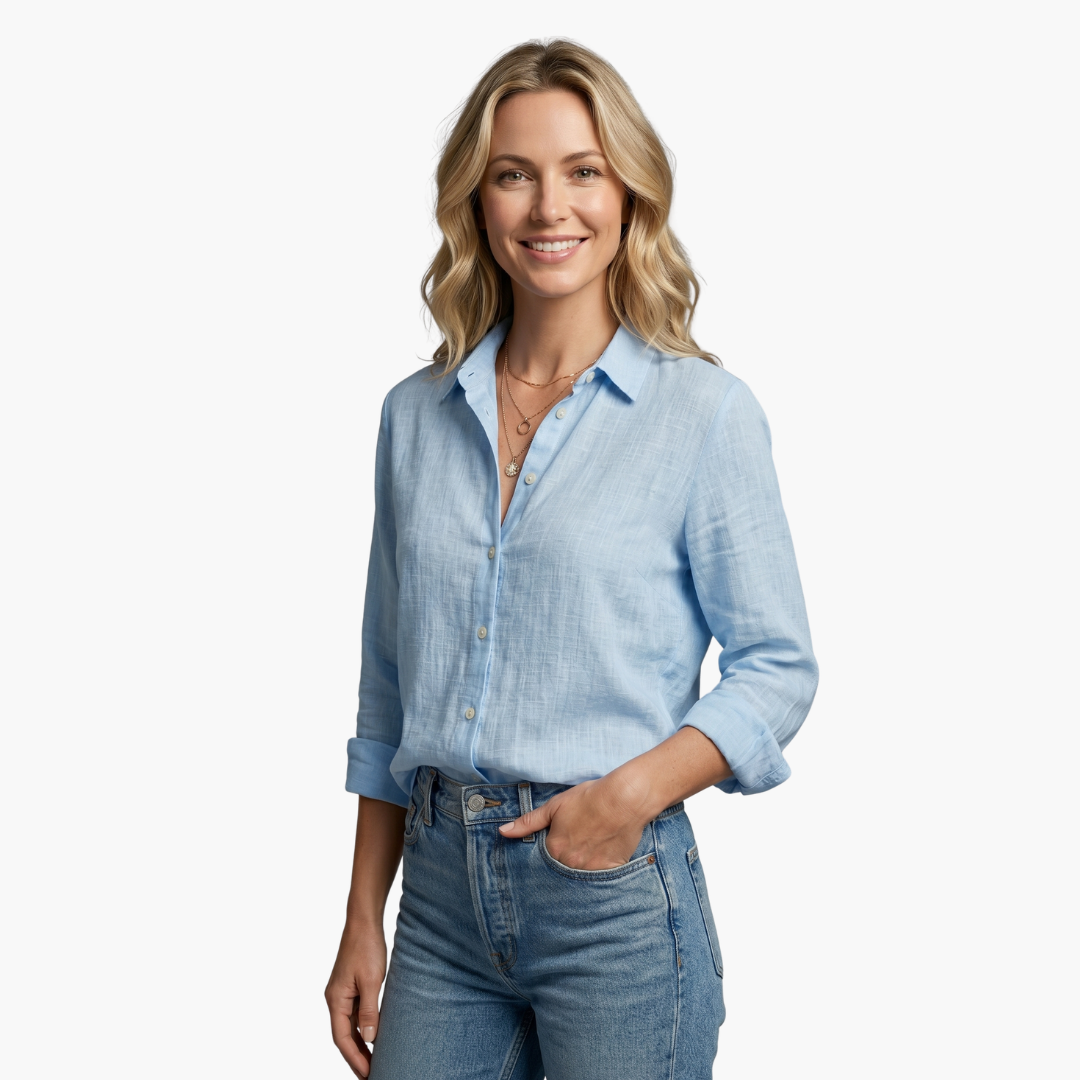 Luneria | Women's Casual Linen Button-Up Blouse