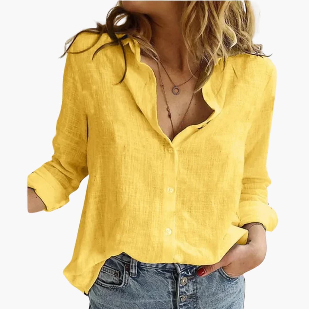 Luneria | Women's Casual Linen Button-Up Blouse