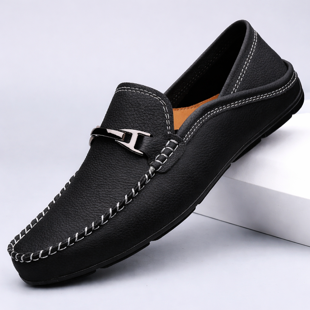 Marco | Classic Leather Loafers with Metal Detail