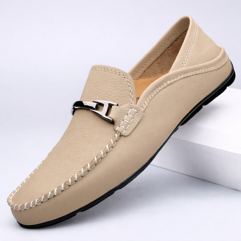 Marco | Classic Leather Loafers with Metal Detail