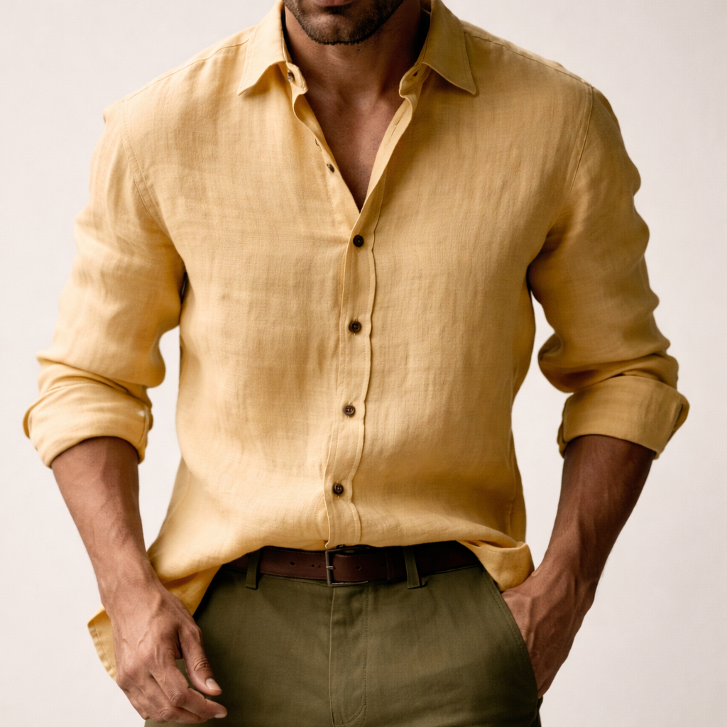 Tropez | Men's Long Sleeve Linen Button Up Shirt