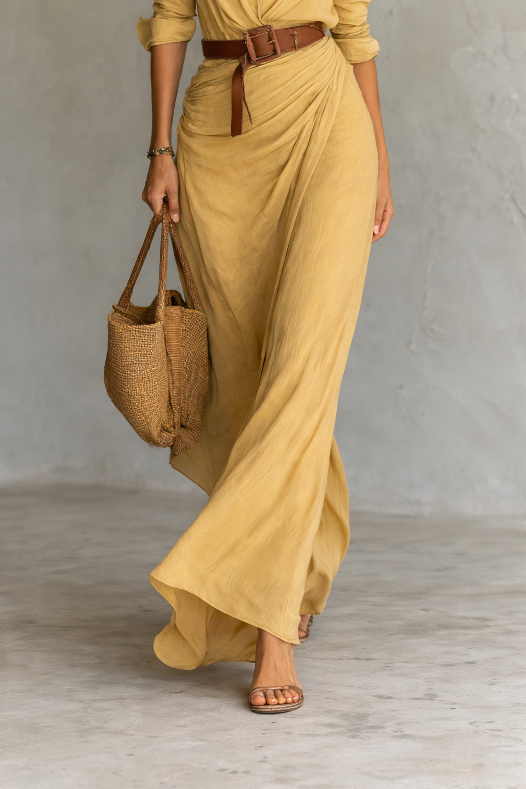 Alessia | Belted Long Sleeve Maxi Shirt Dress