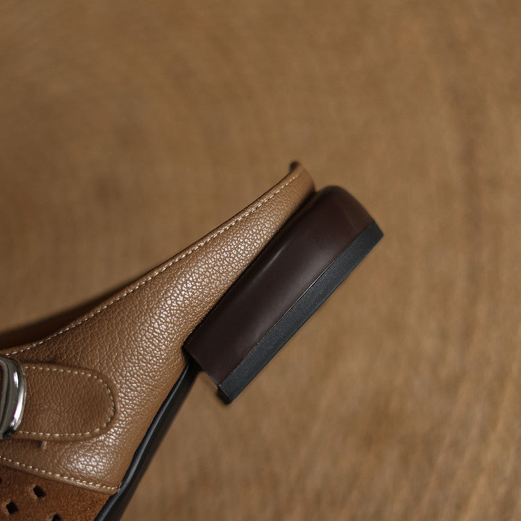 Celine | Perforated Buckle Mule Loafers